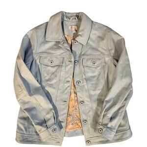VINTAGE Light Blue 100% Leather Jacket D&CO Denim - M